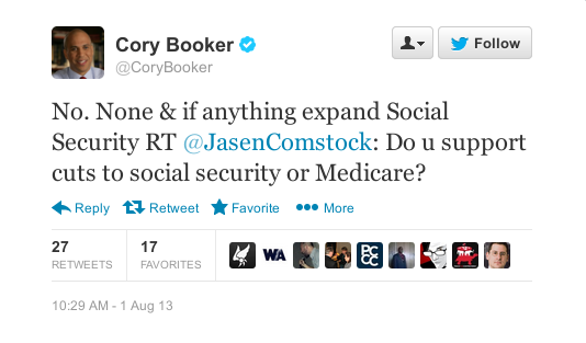 Cory Booker says he opposes Social Security cuts